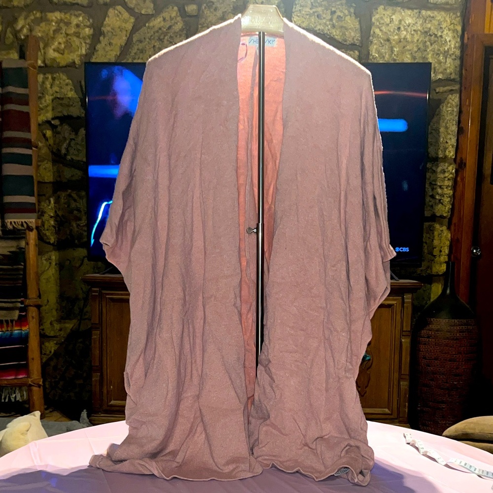 She + Sky Pink Open-Front Sweater